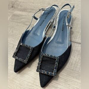 🔥 Madison Maison Lavanda Slingback Flats Denim Silver Size 37 Women